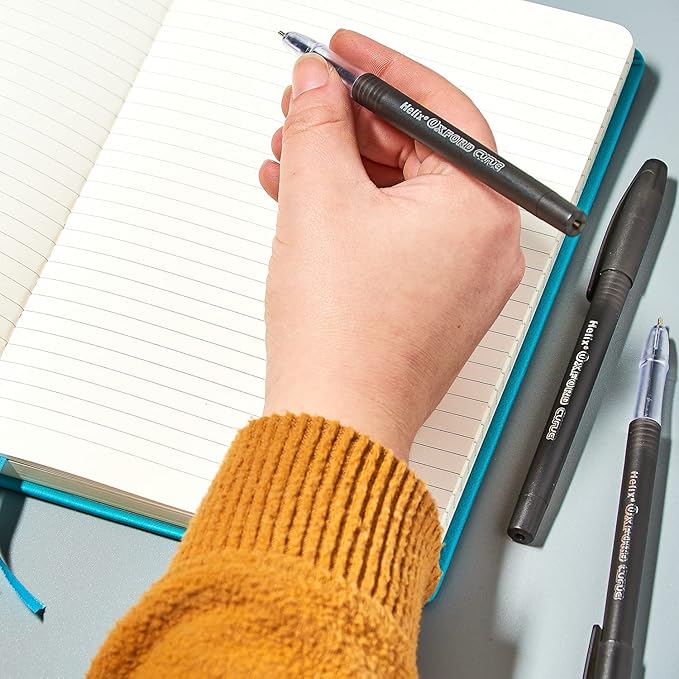 Helix Oxford Curve Ballpoint Pens (x10 Pack Black Ink) with Plastic Free Packaging