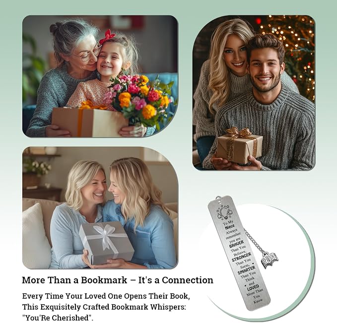 Nieces Gifts from Auntie, Niece Bookmark from Aunt Inspirational Bookmarks for Adult Niece Teen Girls Christmas Gifts