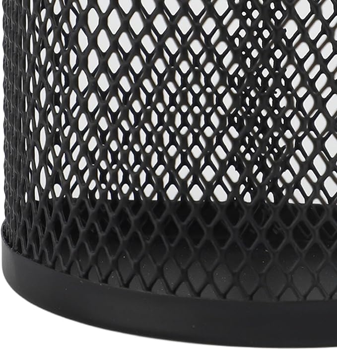 Hanging Pencil Holder Pen Holder Cup for Desk, Metal Hook Wall Mounted Pen Holder, Mesh Pencil Holder for Hanging on Wire Mesh Wall Grid Panel for Desk Office Pen Organizer,Black 9.5x8x5.5cm