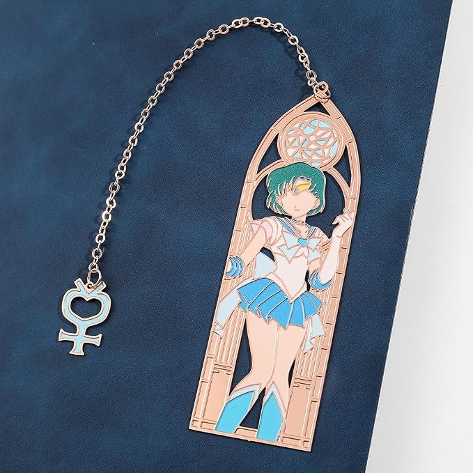 5 Style Anime Magical Girl Book Marks - Metal Bookmarks Gifts for Fans, Lovers, Students, Men, Women, Birthdays, Christmas, Valentine, School Supplies Book Accessory (Blue)