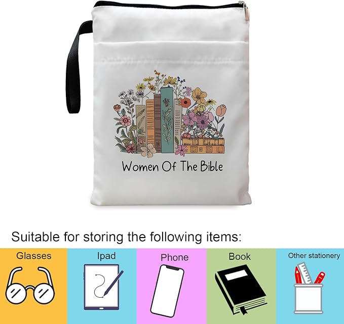 Love in Faith, Print Christian Book Sleeve, Book Covers for Paperback, Book Lover Gifts, Bookish Gift, Inspirational Quote Book Pouch for Girl Women 11.4 x 9.05 Inch-Women of The Bible Book Sleeves