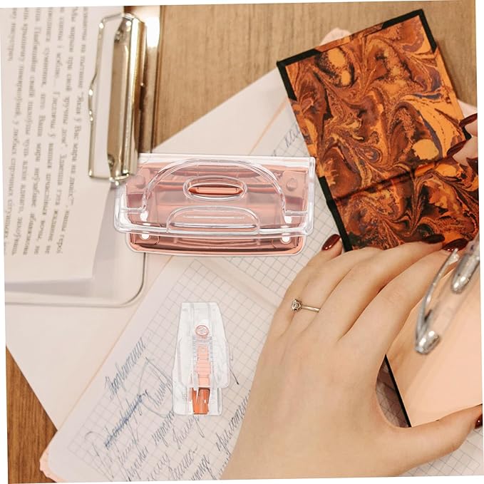NUOBESTY 1 Set Transparent Office Staple Hole Punch Elegant Design for Neat Versatile Functionality Sharp Blades for Clean Punching and Stapling