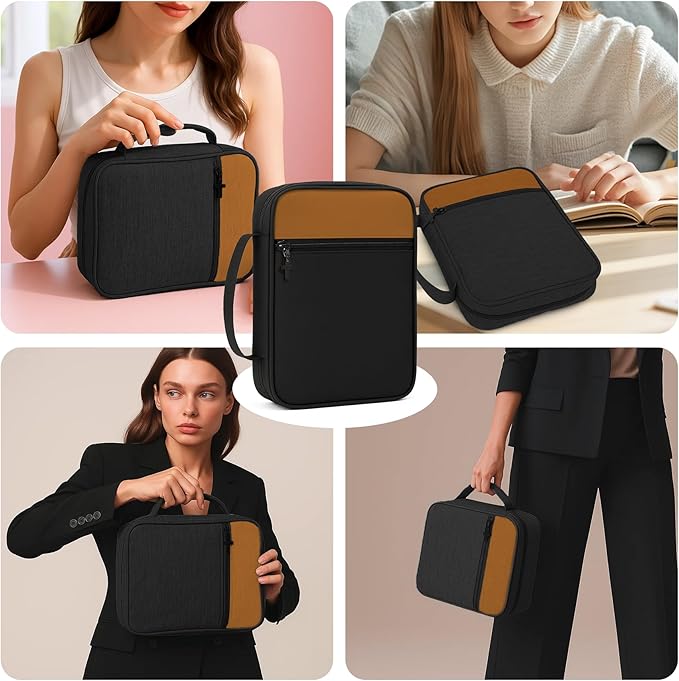 Bible Cover with Durable Handle, Carrying Book Case Church Bag Bible, Protective with Zippered Pocket, Bible Study Accessories Supplies, Gift for Mother Lady Women Men(Black Coffee)