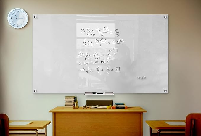 Clear Glass Dry Erase Board for Office & Home, Frameless White Surface Glass Board 48"x72" Include Markers, Magnets with Eraser by Fab Glass and Mirror