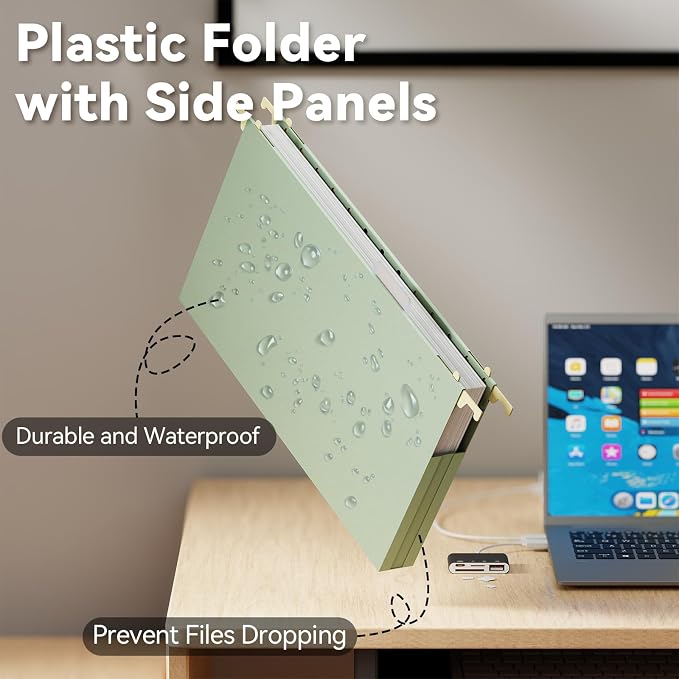 Ansook Plastic Hanging File Folders Legal Size,12 Pack Legal Size File Folders Hanging, Heavy Duty 1 Inch Expansion, Expandable Legal Hanging Folders for Filing Cabinet, 1/5-Cut Tabs - Assorted Colors