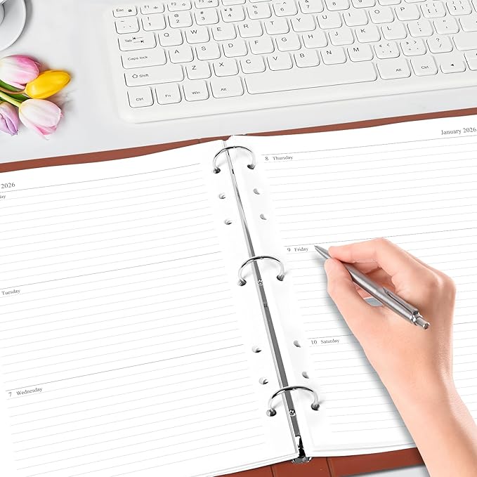 2026-2027 Weekly & Monthly Planner Refill, A4 Letter Size Inserts for 3 Ring Binder, Size 5, 8.5"x11", July 2026 - June 2027, 7/3-Hole Punched