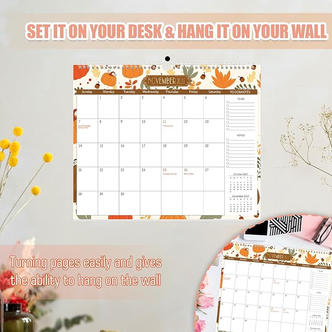 GuassLee Wall Calendar 2026-2027, School Year Calendar from Jun. 2026 to Dec. 2027, 19-Month Paper Wall Calendar with To-Do List and Notes for Office School Home Teacher Planning, 14” x 11.5”