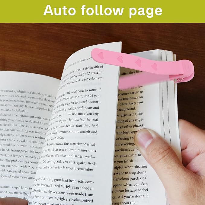 SMUK 3 Pieces Silicone Heart Bookmarks for Reading Women, Smart Automatic Book Marks for Book Lovers Girls Men, Cute Page Markers Bookmarkers Reading Gifts