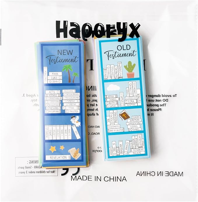 Haooryx Bible Reading Tracker Bookmarks - 120Pcs Old and New Testament Tracker Christian Religious Paper Bookmark Books of The Bible Book Mark for Book Lovers Sunday School Student Reward Church Gifts