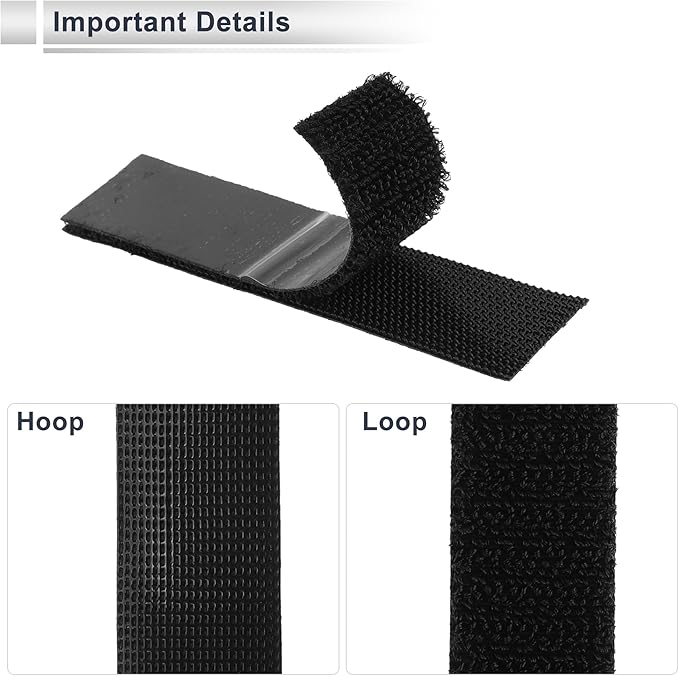 10 Pcs Universal Hook and Loop Tape Adhesive Back Double Sided Sticky-Back Home Office Phone Mount Adhesive Tape 0.79" x 3.94" Black