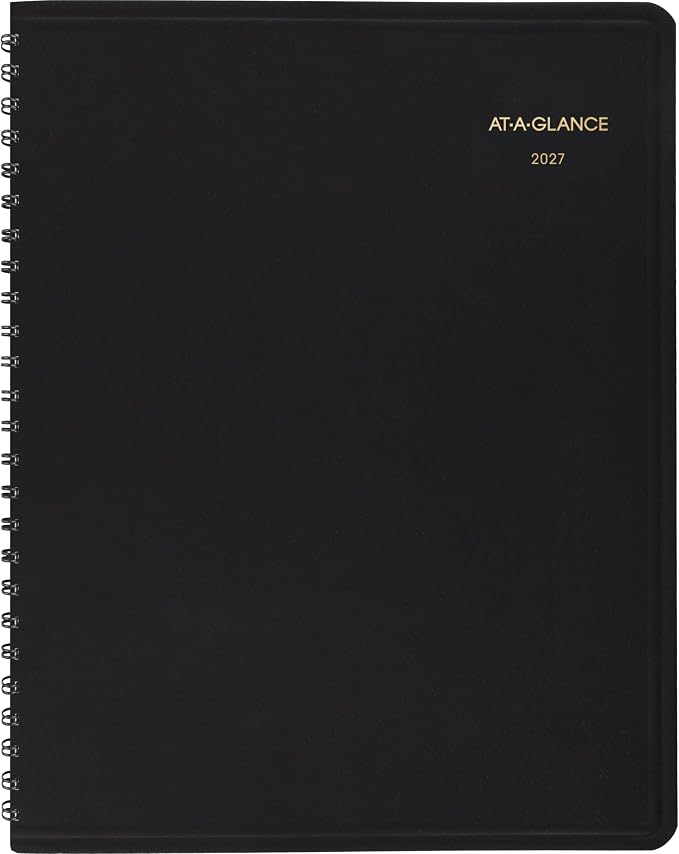 AT-A-GLANCE 2027 Appointment Book Planner, Weekly & Hourly, 13-Month Jan-Jan, 7" x 8.75", Black (708650527)