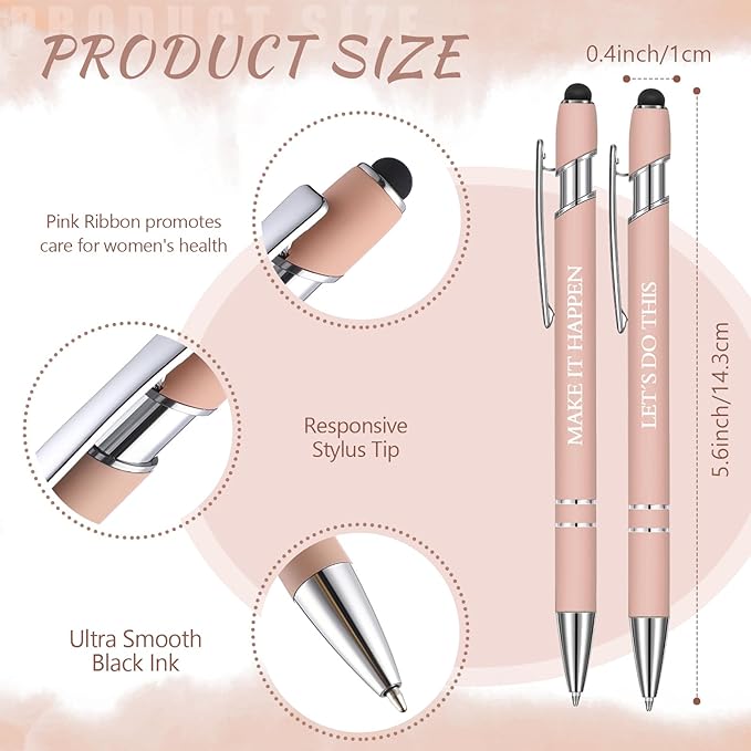 Zonon 12 Pcs Inspirational Pens Gift Set Funny Ballpoint Pen with Stylus Tip Motivational Graduation Gifts Bulk for Teacher Coworkers Nurse School Office Supplies(Morandi,Motivational Style)