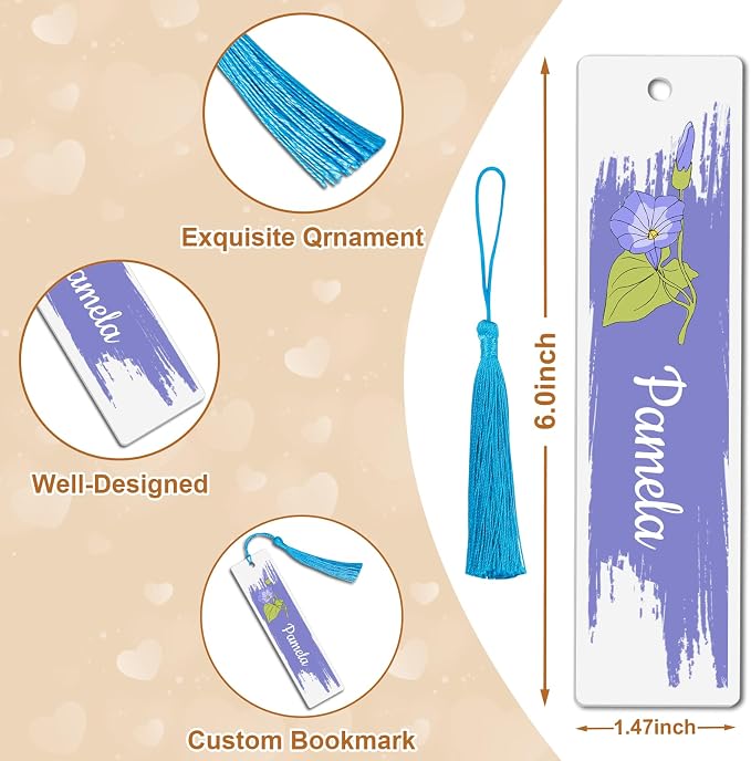 Personalized Birth Flower Bookmark for Women Custom Name Bookmarks with Tassels Customized Book Marks for Reading Women Birthday Gifts for Daughter Bookmarks Gifts for Book Lover, Teacher, Children