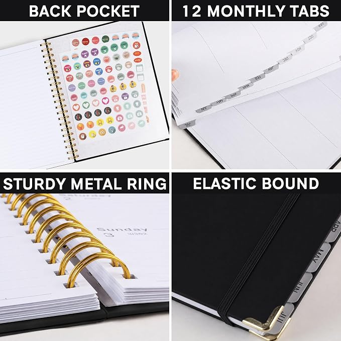 Planner 2026-2027, Weekly and Monthly Academic Planner, Jul 2026 - Jul 2027, 8.5"x11" Large Hardcover Daily Planner Calendar with Tabs for Women, Year Planning Agenda for Teacher and Student (Black)