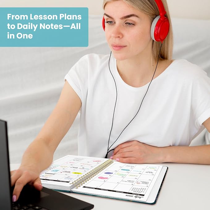 Planner 2026-2027, Monthly and Weekly Calendar Academic Planner July 2026 - June 2027, Hardcover Student Teacher Planning Agenda Book with Tabs, Perfect for Office School Supplies, A5 (6.3" x 8.5") - Ocean Travel