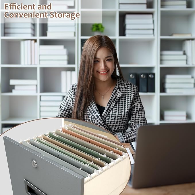 8Pack Plastic 4" Expanding Extra Capacity Hanging File Folder Heavy Duty Letter Size 11.8 x 9.4 inches Filing Cabinet Organizer Accordian Pocket for Legal Office Files Document (Morandi)