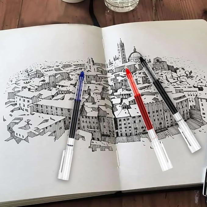 Christmas Gifts Pens for School Back to School Supplies High School Pens for College Fine Tip Pen Red Blue Black Rollerball Pen 12 PCS Fine Point Smooth Writing Pack of Pens 0.5 Mm Ink Note Taking