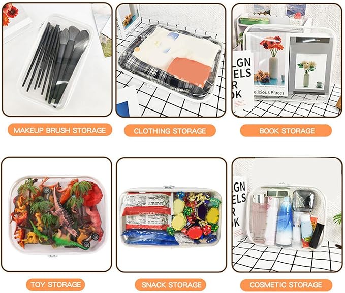 ZJchao 6Pcs Clear Hard Shell Zipper Case Set, 3 Sizes Water Proof Travel Storage Pouches with Dual Way Zippers for Makeup Toiletries Office Supplies (6 Pieces)