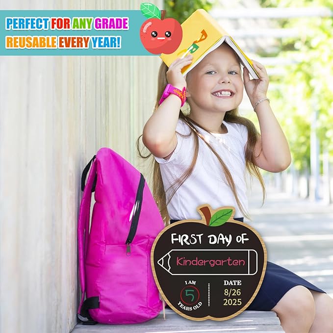 First and Last Day of School Chalkboard 9.8" Double Sided Reusable Back to School Sign for Kids Girls Boys Preschool Pre-K Kindergarten 1st Grade Photo Props 1st Day of Schools Board Gifts