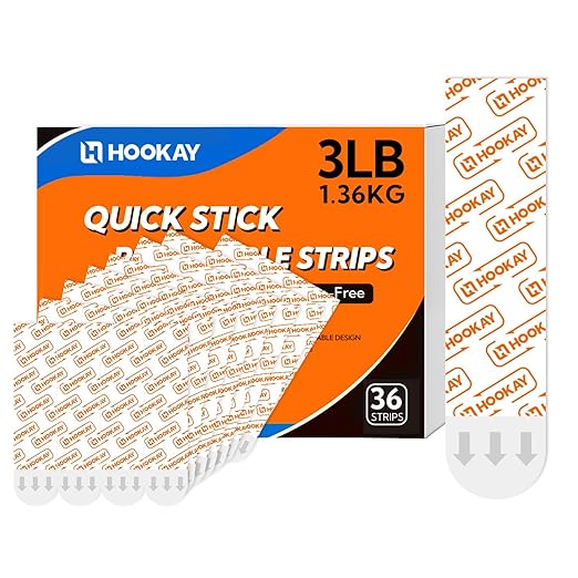 hookay Upgrade Medium Refill Adhesive Strips, Damage-Free Hanging Strips for Indoor Hooks, No Tools Removable Wall Adhesive Strips for Decor, Living Spaces & Bathroom, 36 White Strips