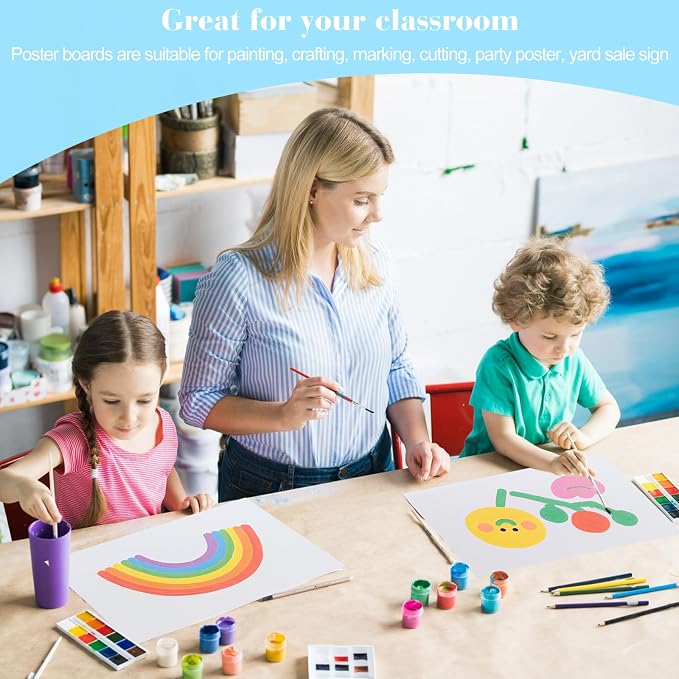 50 Pcs White Poster Board Paper 11.7 x 16.5, ROOKEA White Vision Boards Bulk Smart Posterboard Blank Graphic Display Card Paper for Drawing Artwork School Arts Crafts Classroom Projects Scrapbooking