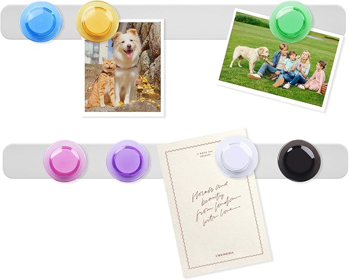Magnetic Board for Wall - 2 Pcs Frameless Stainless Iron Magnetic Strips with Adhesive Backing, Magnet Bulletin Board with 7 Colorful Magnets, Memo Board Metal Strip for Office, Kitchen, School
