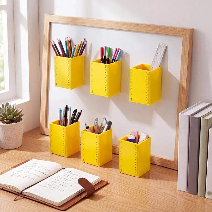 6 Pcs Ruler Classroom Decor Classroom Magnetic Storage Boxes Magnetic Storage Containers Plastics Pen Holder for Refrigerator Whiteboard Home Office School Organizer Supply