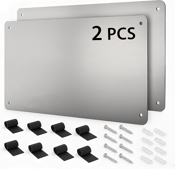 17.1" x 11.8" 2 Pack Alloy Steel Magnetic Board - Magnet Bulletin Board to Display Magnetic Letters Numbers Animal, Poetry, Spice Jars, Notes, Photos, Suitable for Wal (2)