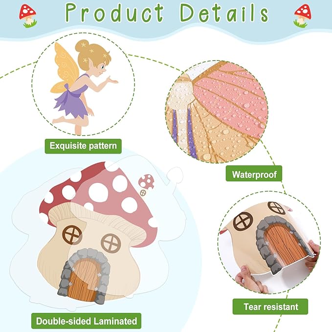 Forest Bulletin Board Decorations Set Mushroom House Spring Summer Never Stop Growing Paper Cutouts Fairy Tale Story Bulletin Boarder Elf Flower Classroom Supplies for Motivational School Party Decor