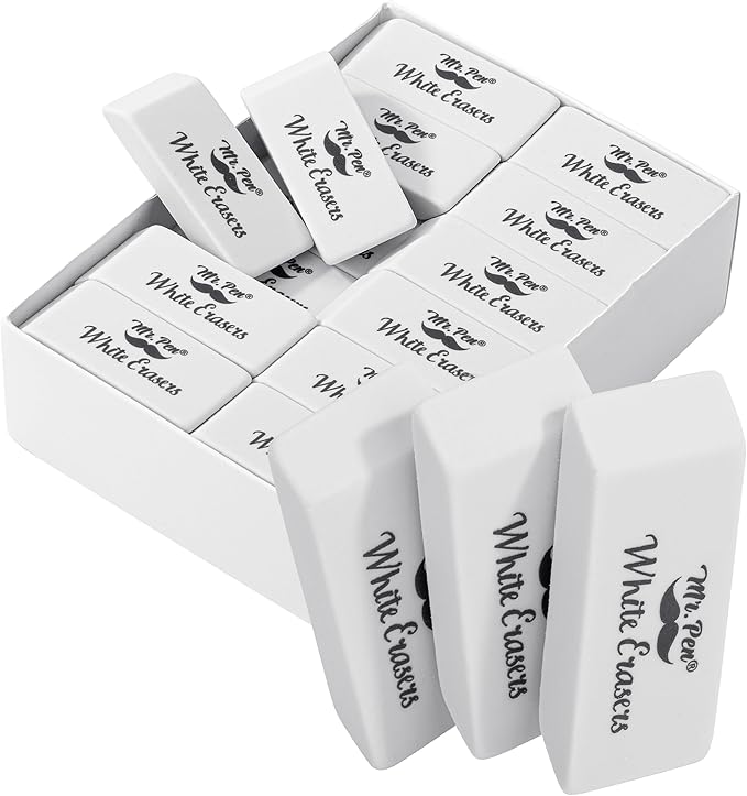 Mr. Pen- White Pencil Eraser, 36 Pack, Large Latex Free Block Erasers Bulk for School, Office, Art Sketching, Homework, Exams, Clean Smudge-Free Correction
