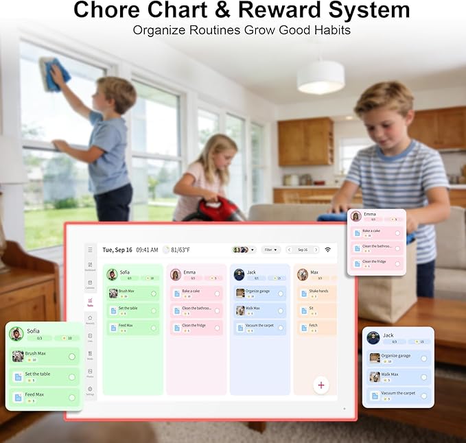 Akimart Calendar: 10.1-inch Wall Planner Digital Calendar & Chore Chart With LED Reminder, Smart Touchscreen Interactive Display for Family Schedules, Hearth Display Digital Calendar, Great for Organizing Your 2026 Year