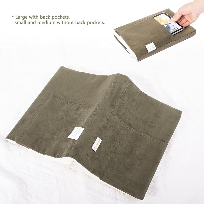 APLUFINE Velvet Book Cover for Paperbacks, Reusable Fabric Book Cover with Pockets, Adjustable Book Protector for Softcover Books, Journals & Bibles