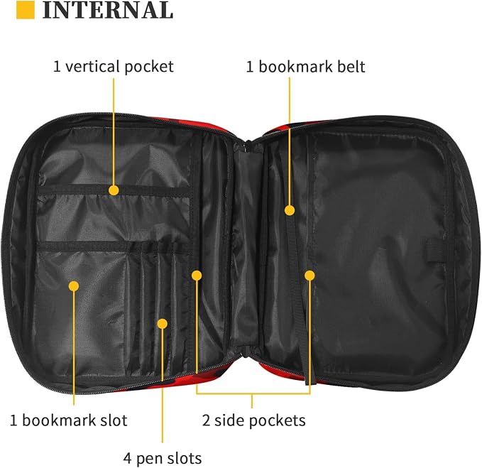 Coldinair Red Black Camo Print for Men Women Teens,Camouflage Carrying Book Case Church Bag Bible Protector with Handle and Zipper Pocket