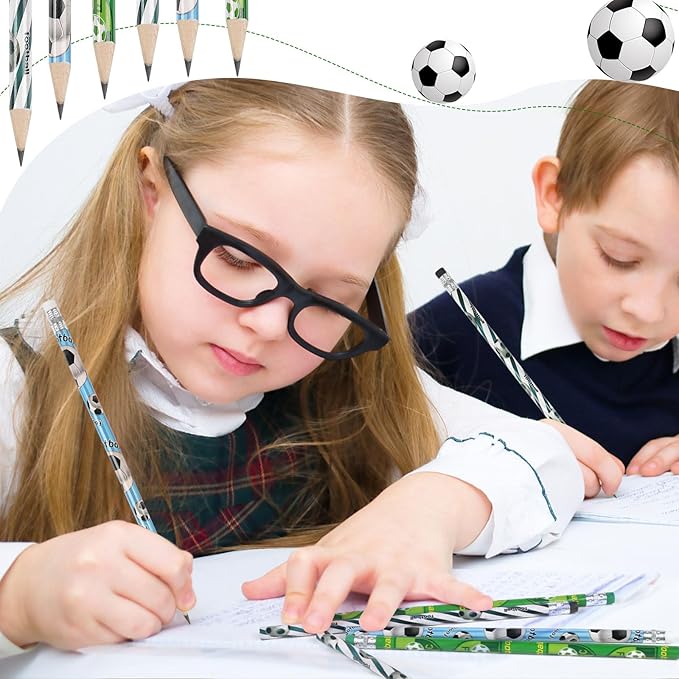 CCINEE 48 Pack Football Pencils For Kids,Fun Sport Soccer Pencils Bulk For Students Football Birthday Party Favors Easter Basket School Classroom Prizes Gift Stationery