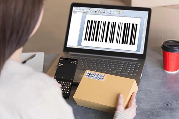 4x3 inch Thermal Labels Adhesive Thermal Sticker Labels with Perforated Line, 500 Sheets/1 Roll, White, for Shipping Mailing Package Small Business