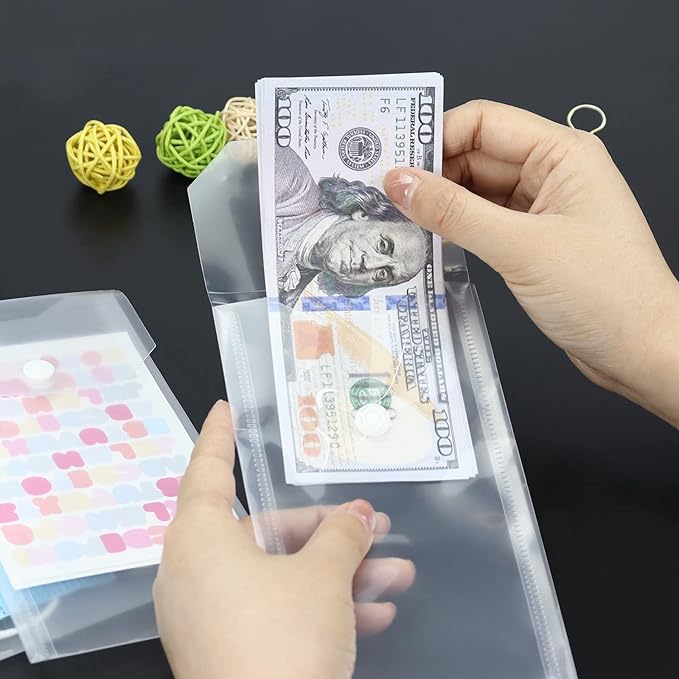 Plastic Envelopes 10 Pack Poly Envelopes Hook Loop Closure,Receipt Stickers Storage Holder Document Folders for Receipt Cash Organization（7.87x3.94 inch）