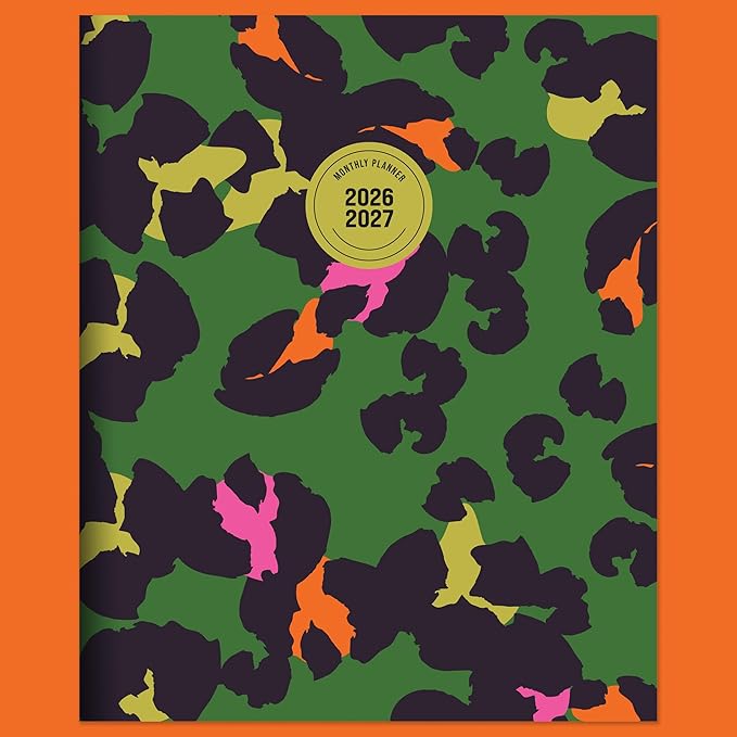TF Publishing July 2026 - June 2027 Lucky Leopard Large Monthly Planner with Thick Paper - 12 Month Academic Planner 2026-2027 with 2-Page Spreads, Large Calendar Grids and Prompts - 9 in x 11 in