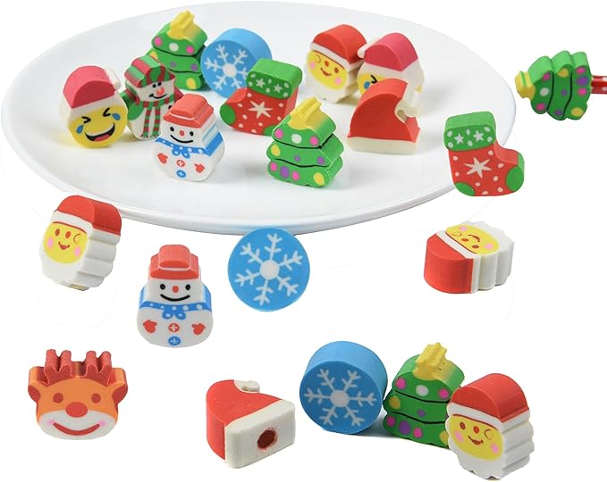 45PCS Christmas Pencil Top Erasers Bulk for Kids,Fun Eraser Caps Cute Topper Erasers for Pencil for Back to School Party Gifts (45)