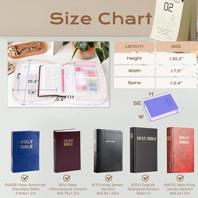 XKDOUS 30 Pcs Bible Bag Kit for Women Large Church Book Carrying Case with Handle, Study Supplies Carrier Portable Quilted Bible Cover Case Christian Gifts for Mom Lady Friends