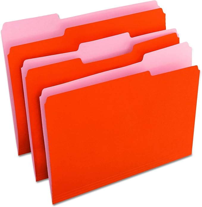 Universal 10507 File Folders, 1/3 Cut One-Ply Top Tab, Letter, Orange/Light Orange (Box of 100)
