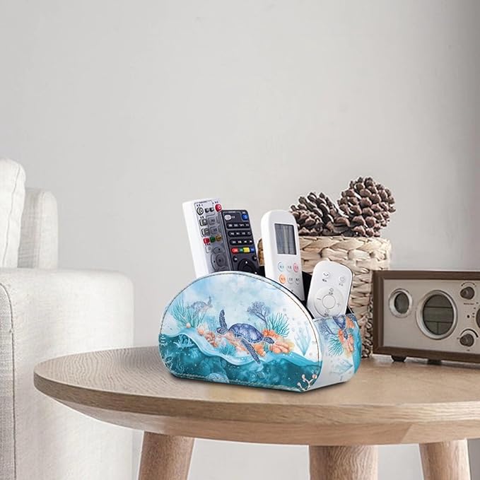 Forchrinse Underwater Sea Turtle Remote Control Holder for Home Office Desk Organizer Home Remote Box Storage,Keep Neat