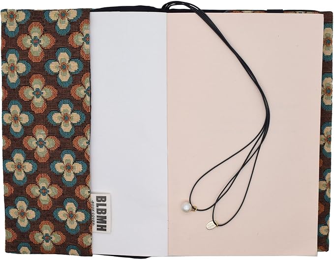 BLBMH 6x9 Bible Book Cover for Women, Non-Stretch Fabric Protector for Paperback, Handmade Soft Cloth Sleeve for Journals Notebooks | Privacy Reading Gift - Vintage Flowers Brown
