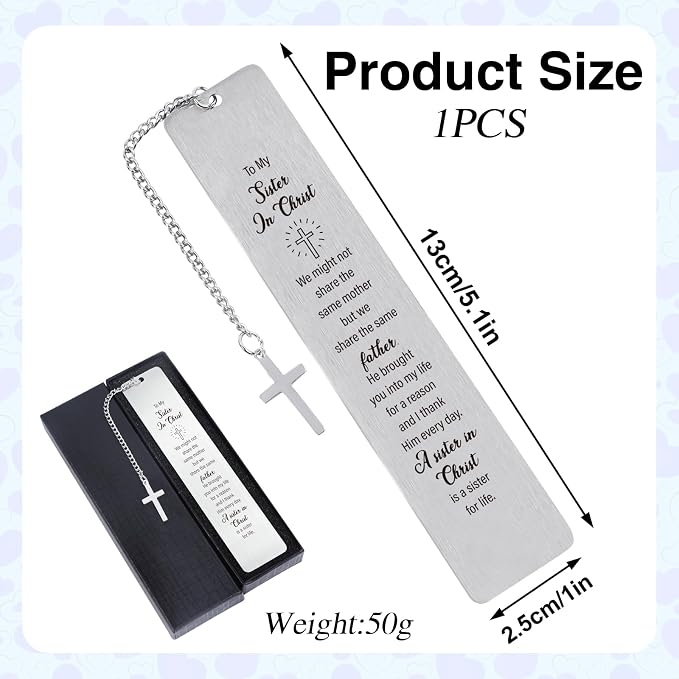 Sisters in Christ Bookmark Gifts - Inspirational Sisters in Christ Gifts for Women, Inspirational Bible Christian Bookmark, Religious Catholic Baptism Christmas Birthday Present for Friends
