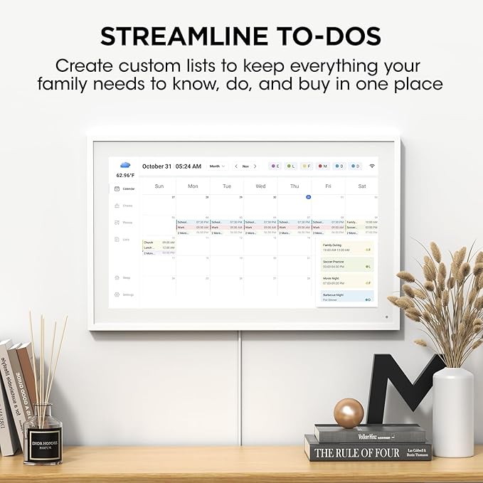 15.6 Inch Smart Digital Calendar, Wall Electronic Calendar, 1920 * 1080 IPS Full HD Touch Screen Display for Family Meal Planner Support - Streamline Household Organization, Gifts for Women, Mom