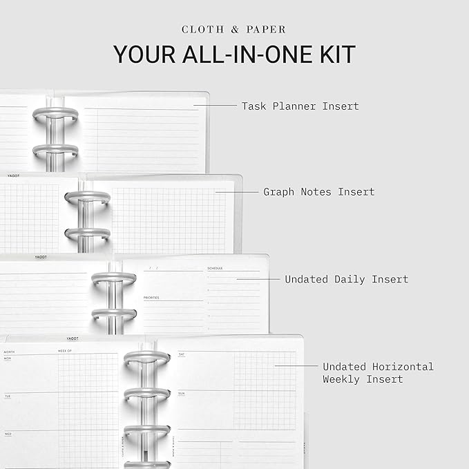 Cloth & Paper FORMA Modular Planner System – Premium Discbound CP Petite Undated Planner with Clear Discs, Covers, Dividers, Today Tab, Stickers & Inserts – Customizable Refillable Planning Organizer