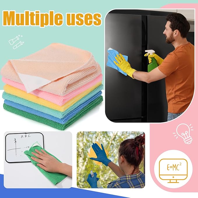 Fanfanwin 6 Pack Magnetic Microfiber Cleaning Cloth, Colorful Whiteboard Dry Erase, Magnetism Whiteboard Eraser for Blackboards Classroom Chalkboards Washable Home Office 10'' x 10''(Macaroon Color)
