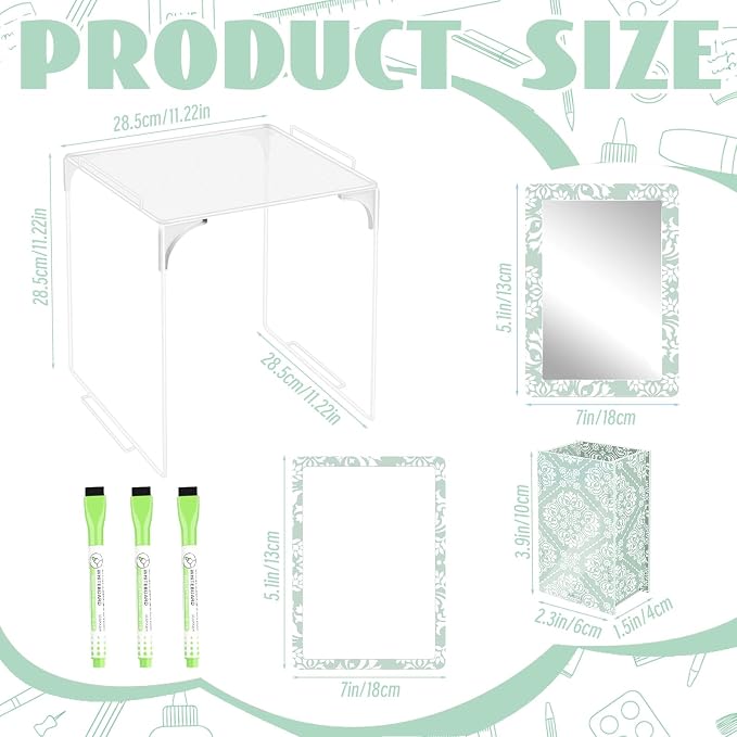 Denylo pro Magnetic Locker Accessories Kit White and Green Back to School Essentials Locker Organizer Supplies Include Mirror Whiteboard Pen Shelf Pencil Case Magnet Back to School Essentials