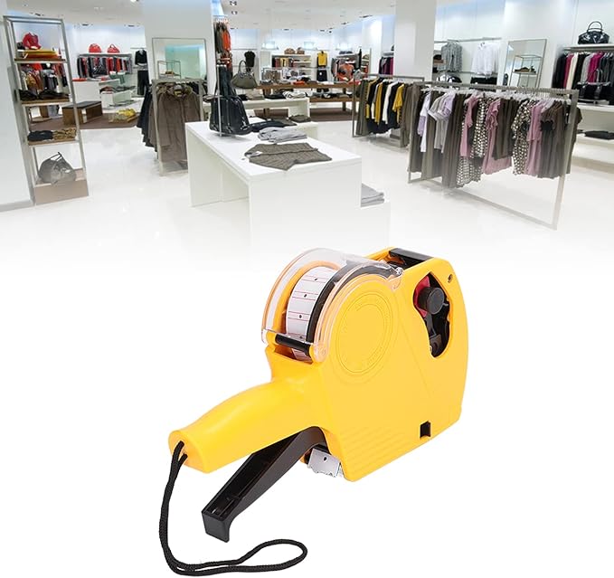 Eujgoov 8 Digits Price Tag, Portable Label Maker, Manual Labeling Machine with Price Label, Yellow