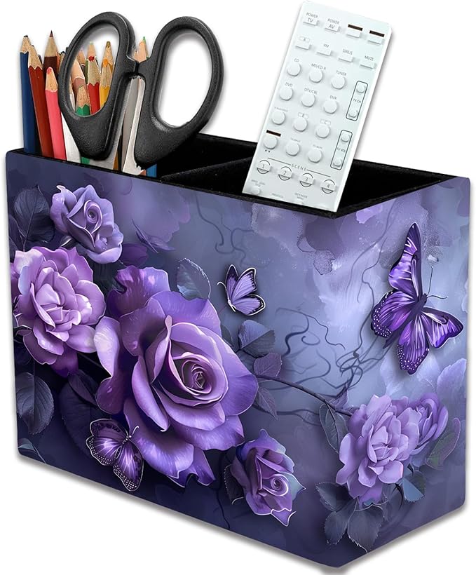 Pen Holder, Pencil Case, Makeup Brush Storage Box, Tableware Storage Box, Suitable for Office Or Home Item Organizing Stand - Purple Rose