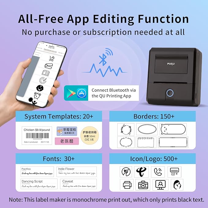 PUQU 50x30mm Direct Thermal Sticker Labels, Self-Adhesive All-Purpose Label Maker Tape, Compatible with AQ/Q1 Series Label Printer, Refills Standard Laminated Office Labeling, 1 Rolls of 230 Labels